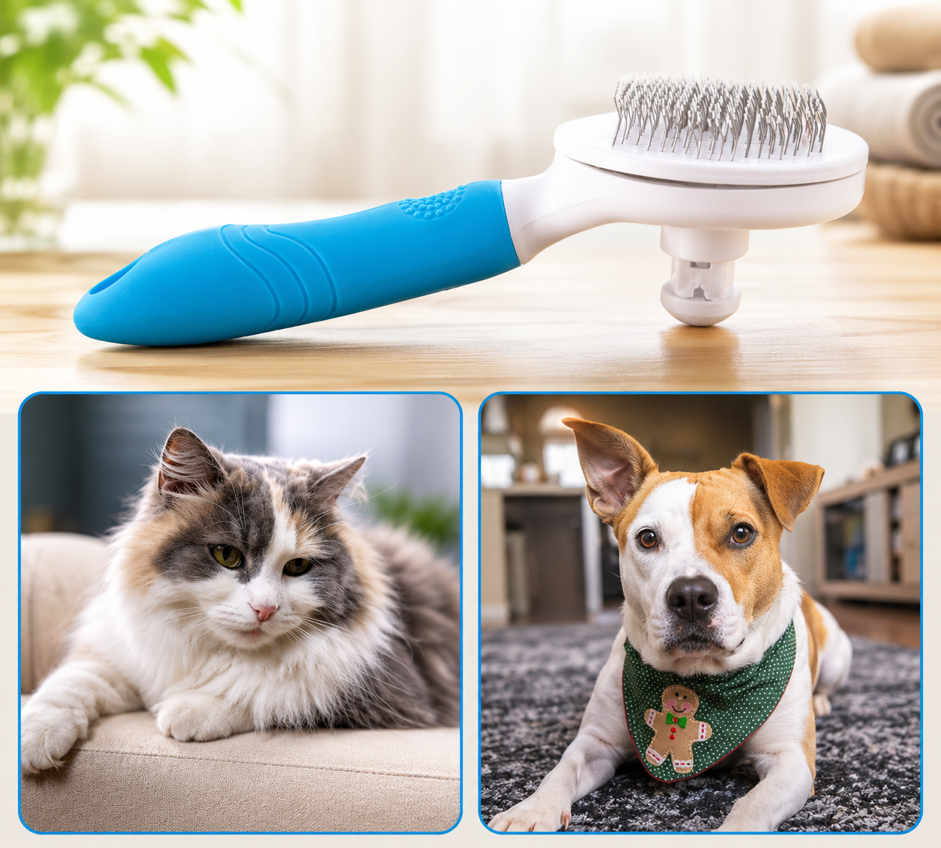 Dog & Cat Self Cleaning Slicker Brush for Shedding, Grooming & Undercoat Care