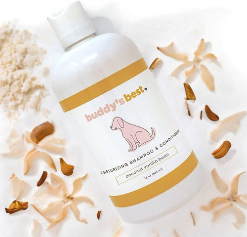 Buddy's Best Dog Shampoo for Smelly Dogs - Dog Shampoo and Conditioner for Dry and Sensitive Skin - Moisturizing Puppy Wash Shampoo, Coconut Vanilla Bean Scent, 16oz