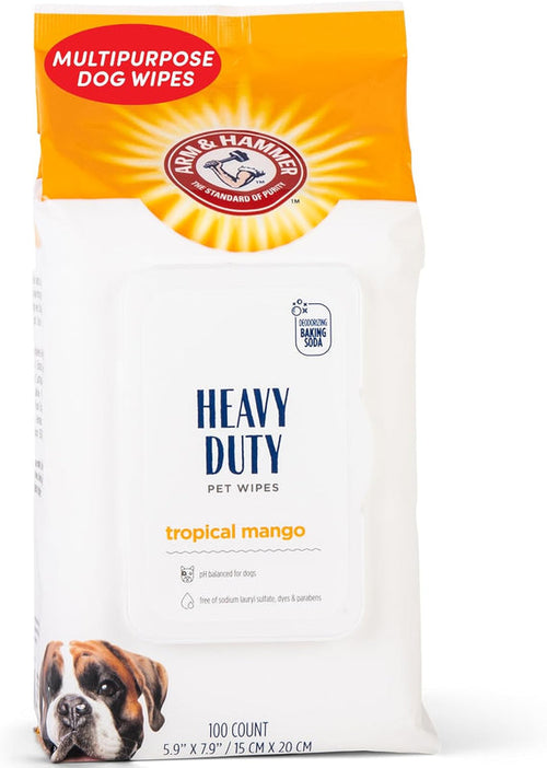 Arm & Hammer Heavy Duty Dog Wipes – Paw & Butt Cleaning Wipes for Dogs, Mango Scent (100 Count)