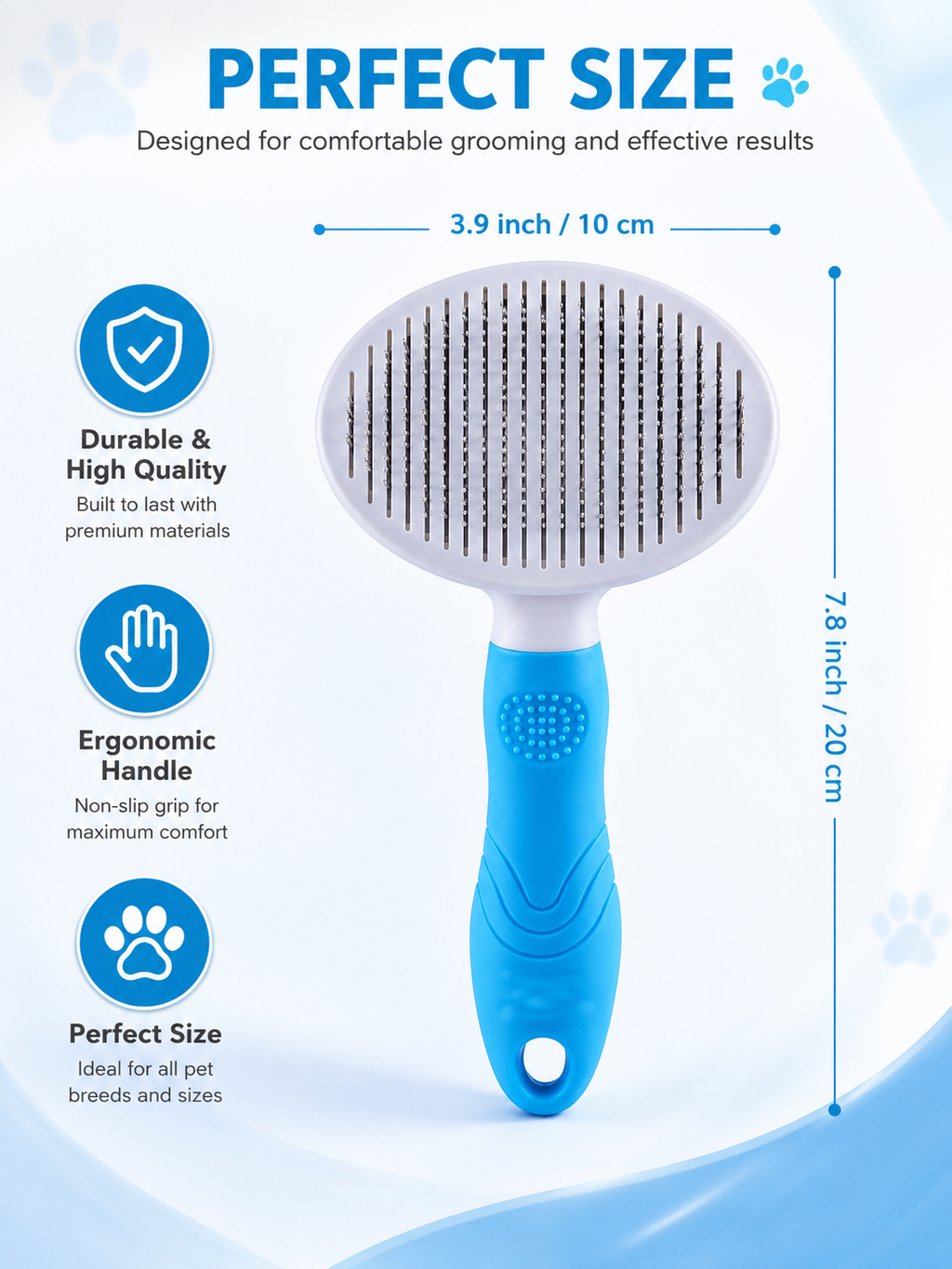 Dog & Cat Self Cleaning Slicker Brush for Shedding, Grooming & Undercoat Care